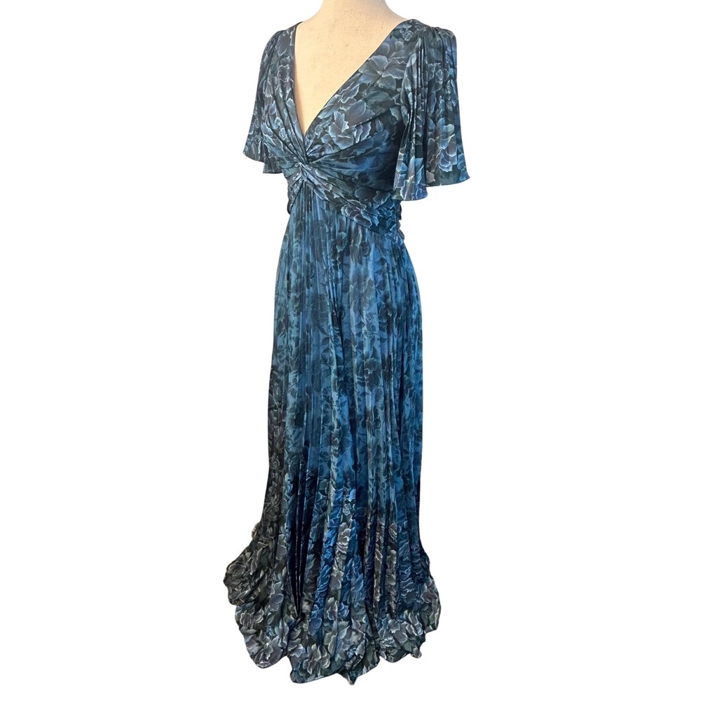 Theia Maxi Dress Climbing Blossoms Pleated A-Line Party Gown Size‎ 0 New $895
